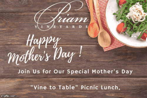 Vine to Table: Mother's Day Lunch w/ glass of wine $25pp