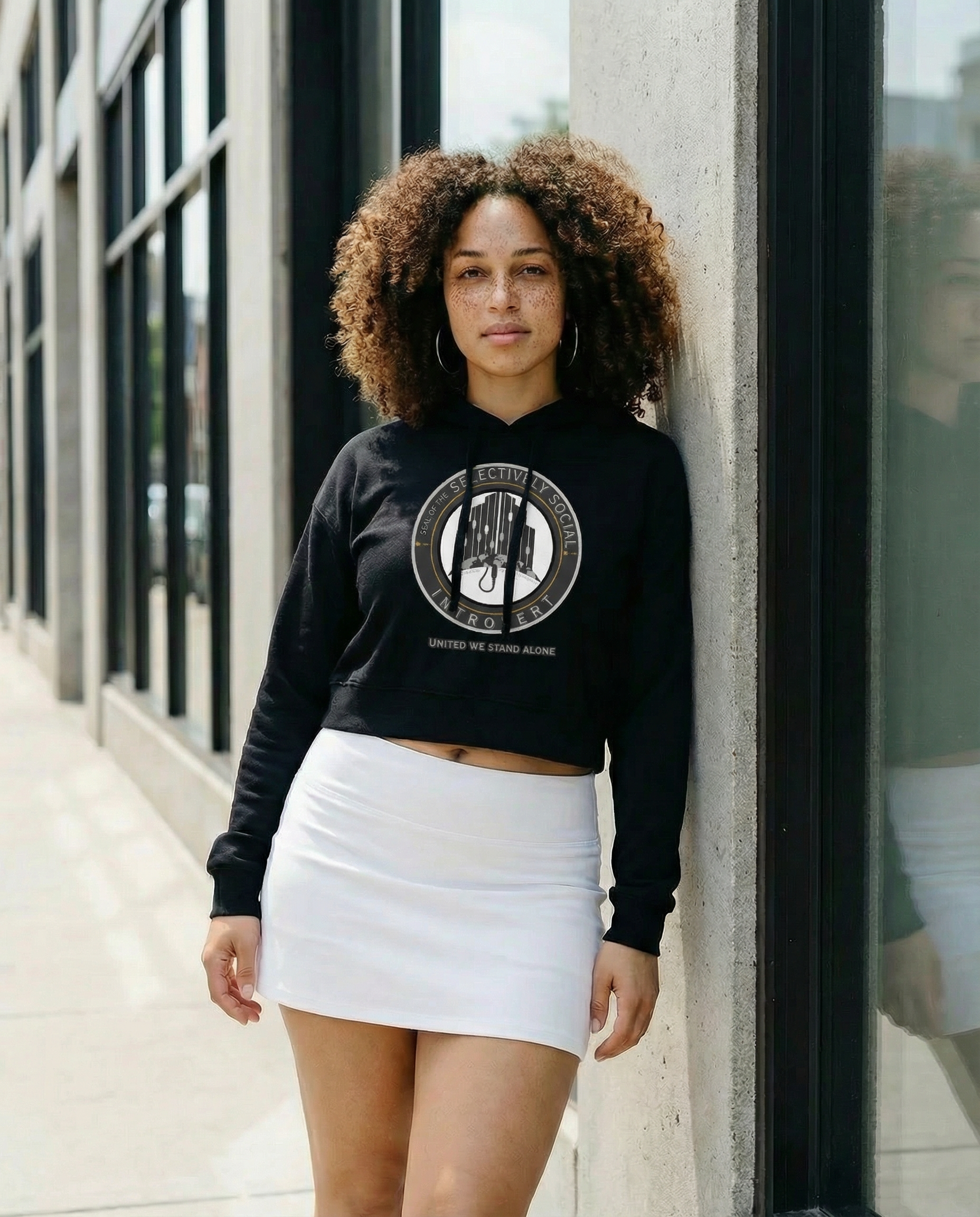 Introvert Official Seal Women's Crop Hoodie | Personality Type Apparel