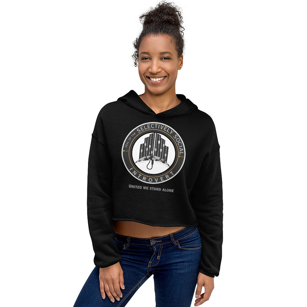 Thumbnail: Introvert Official Seal Women's Crop Hoodie | Personality Type Apparel