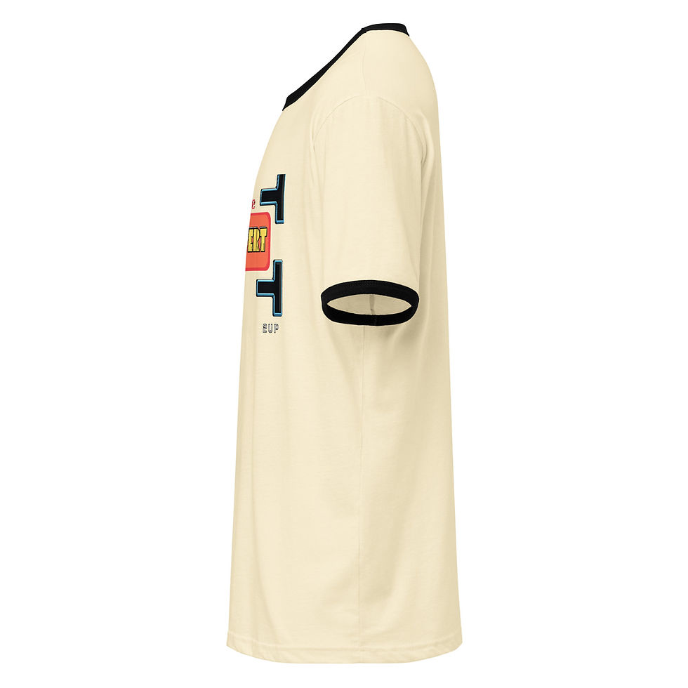 Thumbnail: side view of a yellow retro vintage graphic ringer t-shirt that says Vintage Extrovert | From yfyv.studio