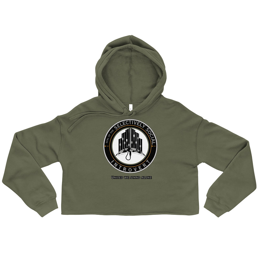Thumbnail: Introvert Official Seal Women's Crop Hoodie | Personality Type Apparel