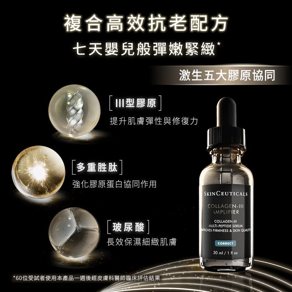 縮圖：三重原生膠原彈嫩精華 修麗可 Collagen-lll Amplifier Skinceuticals 嬰兒膠原精華 抗老 成分 下顎線提升 輪廓緊緻 活動 優惠 折扣 免運費 蓮華皮膚科 診所 台中 台灣
