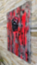 Tableau Goodbye to Romance abstrait rouge et noir sur mur