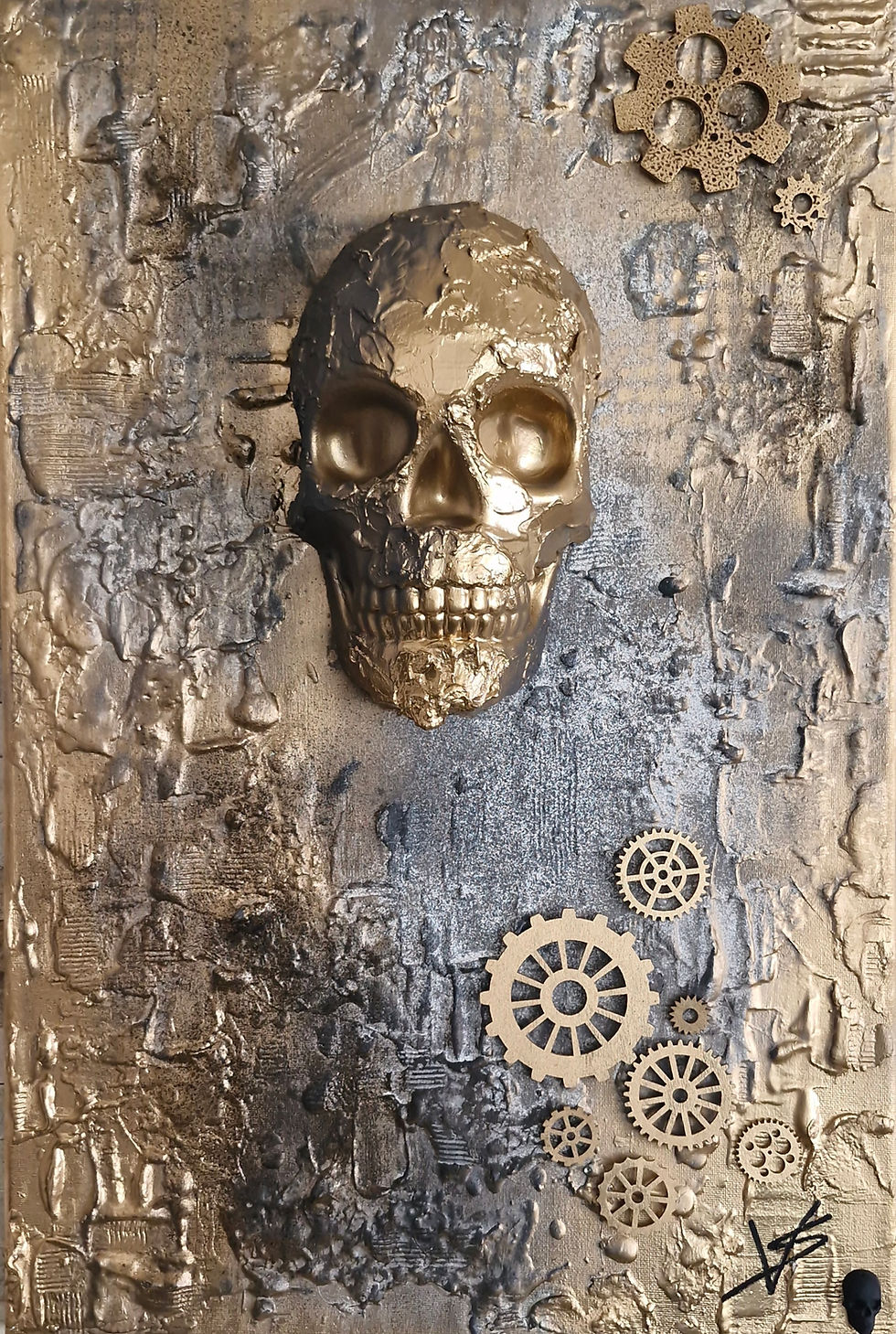 Crâne doré et engrenages de la Série The Golden Mechanism