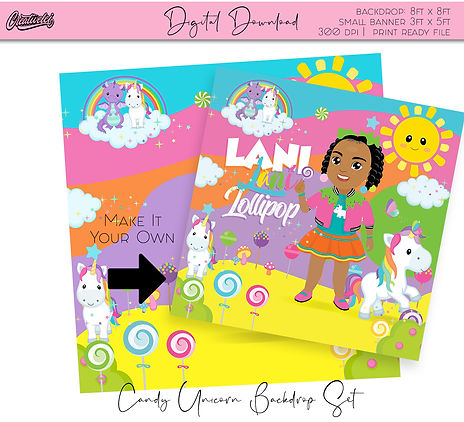 Candy Unicorn Backdrop Set (2pc)