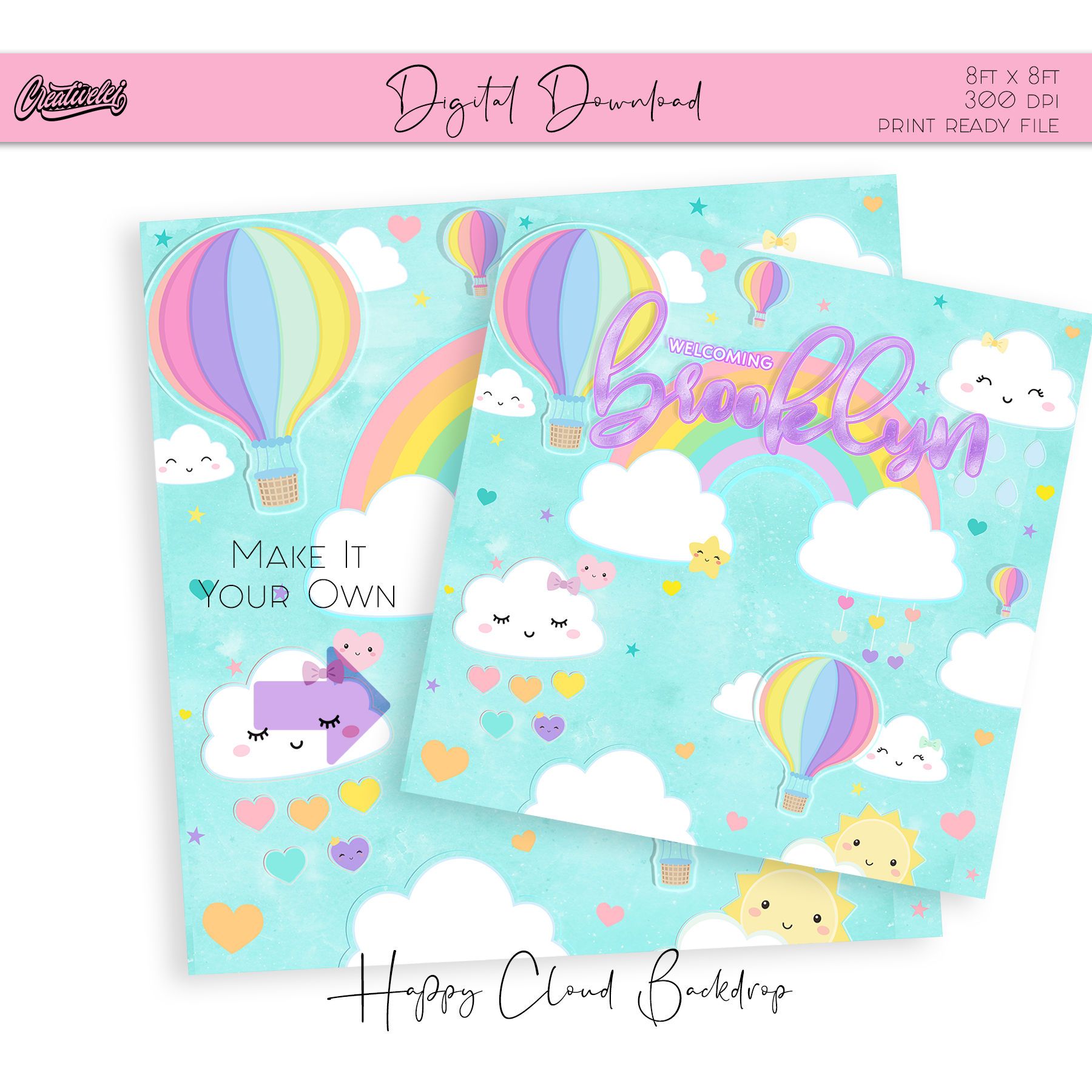 Happy Cloud Backdrop (2pc)