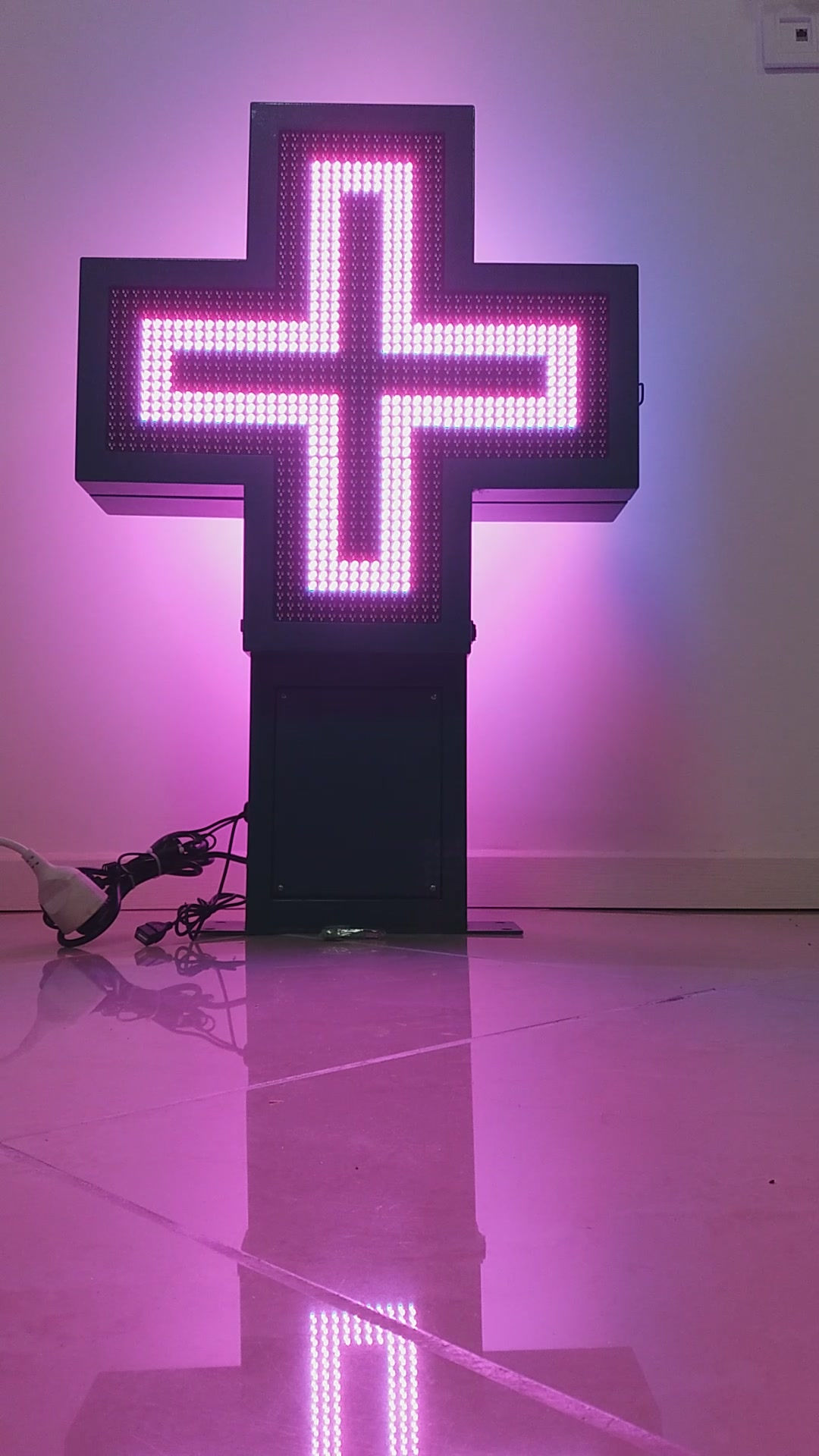 ENSEIGNE CROIX PHARMACIE DOUBLE FACES 3 couleurs RVB