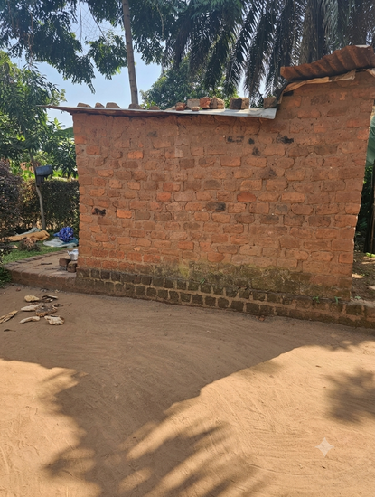 The remaining walls of the damaged house.