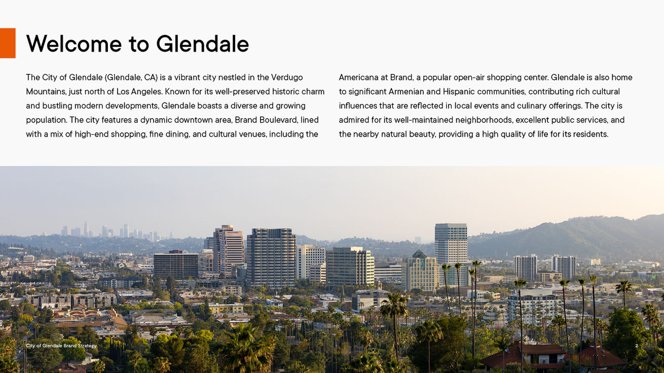 City of Glendale Brand Strategy, Welcome to Glendale with image of the city