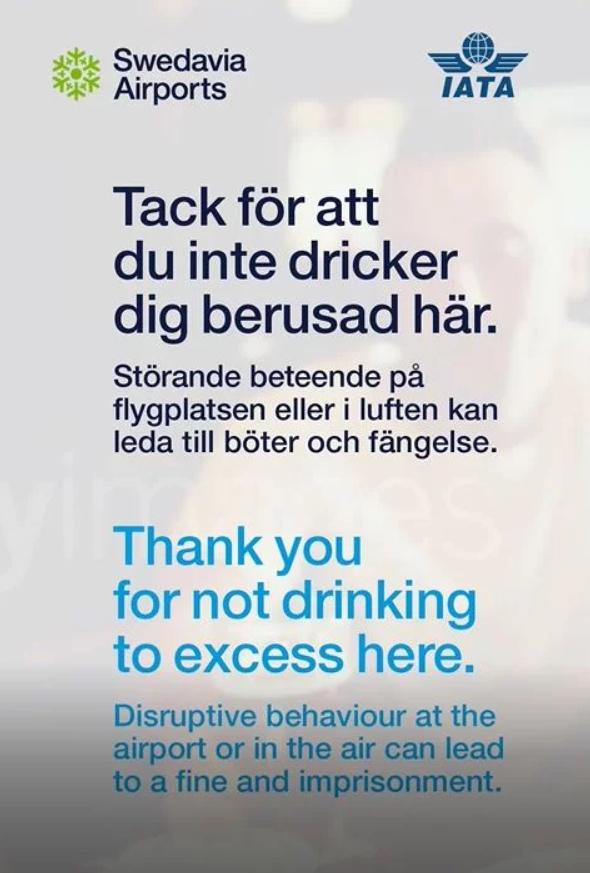 Sweden Urges Passengers to Fly Safely, Drink Responsibly