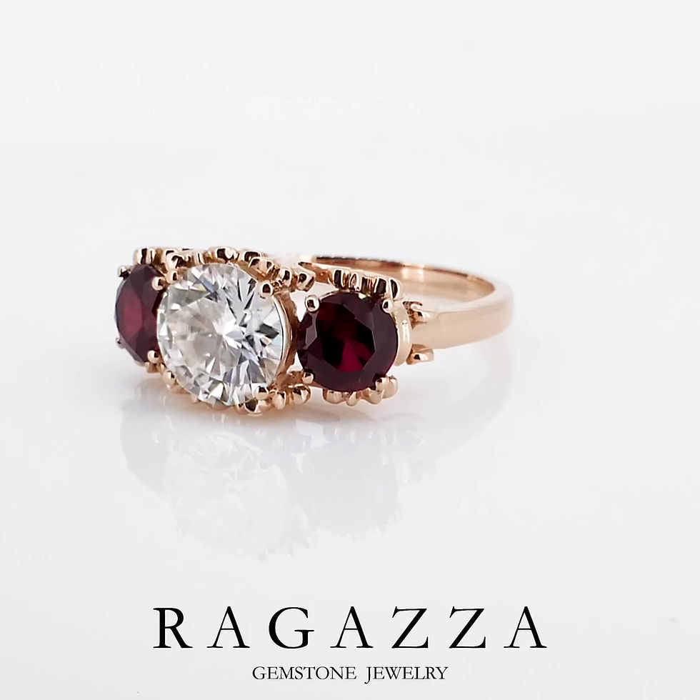 Thumbnail: Round-Cut Lab-Grown Ruby Diamond Ring in 18K Rose Gold (2.70 ctw) | Ruby Ring