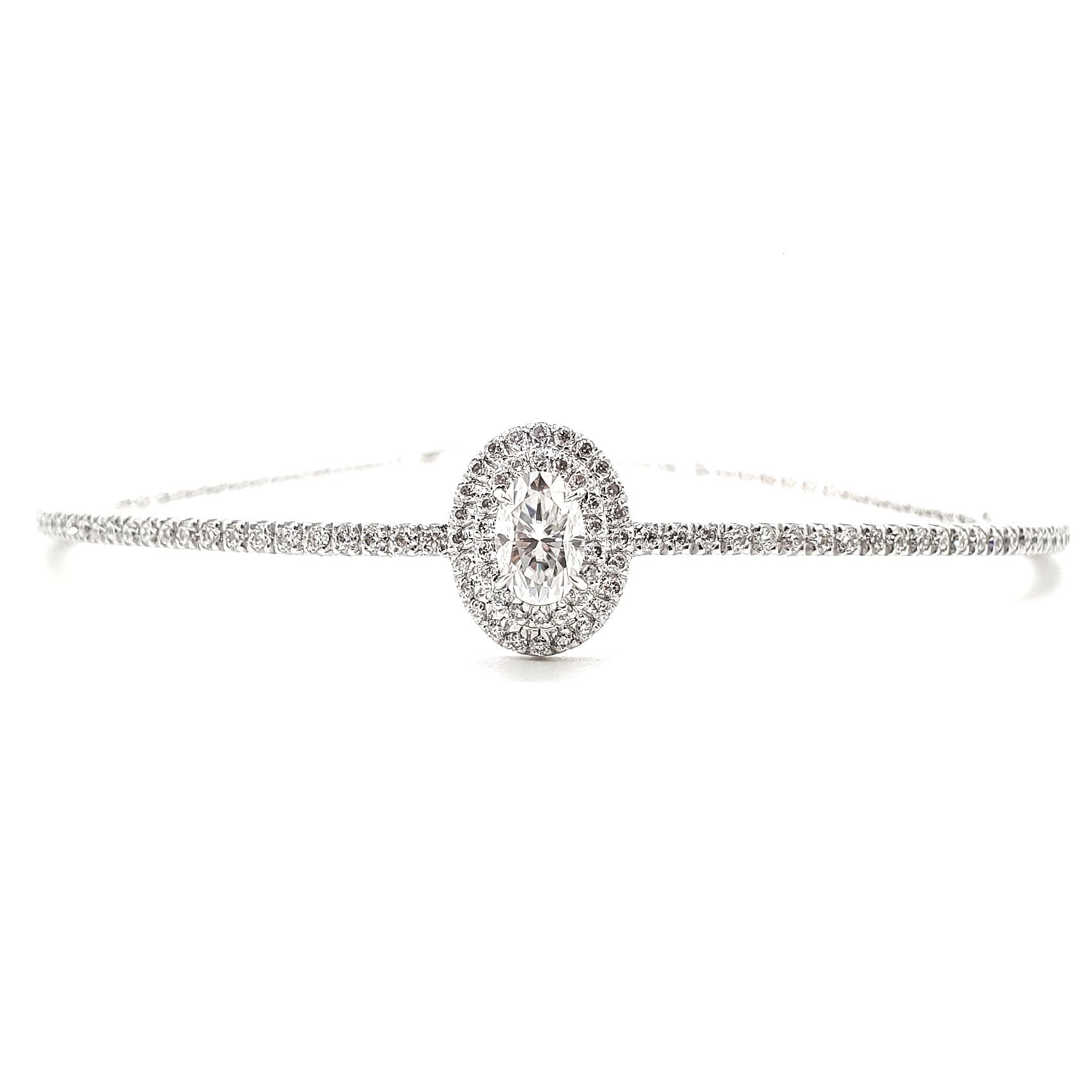 橢圓形半圈手鐲培育鑽石手鏈 (共1.1克拉)