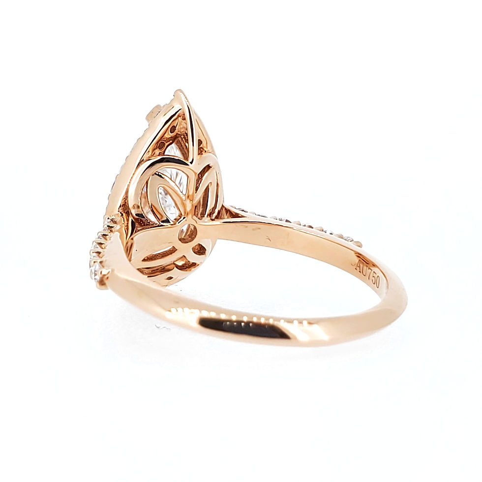 縮圖：梨形18K玫瑰金戒指伴鑽托