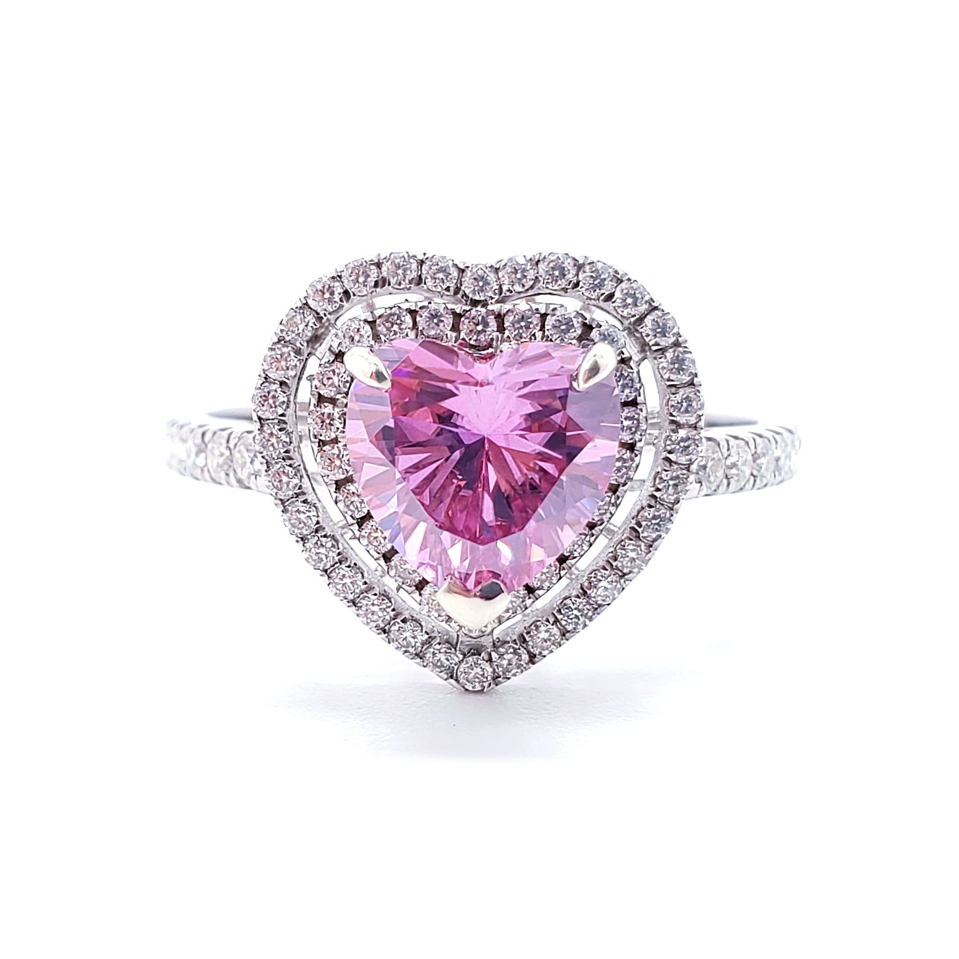 Heart Cut Lab-Grown Purple-Pink Sapphire Ring (2ctw)