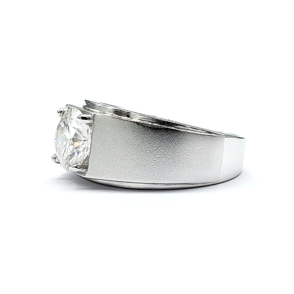 Thumbnail: Round-Cut Matte Lab-Grown Diamond Ring | Men's Diamond Ring