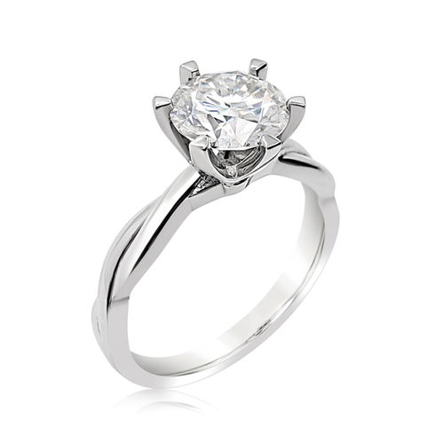 RAGAZZA six-prong round lab-grown diamond ring with a curved shank, model 600040