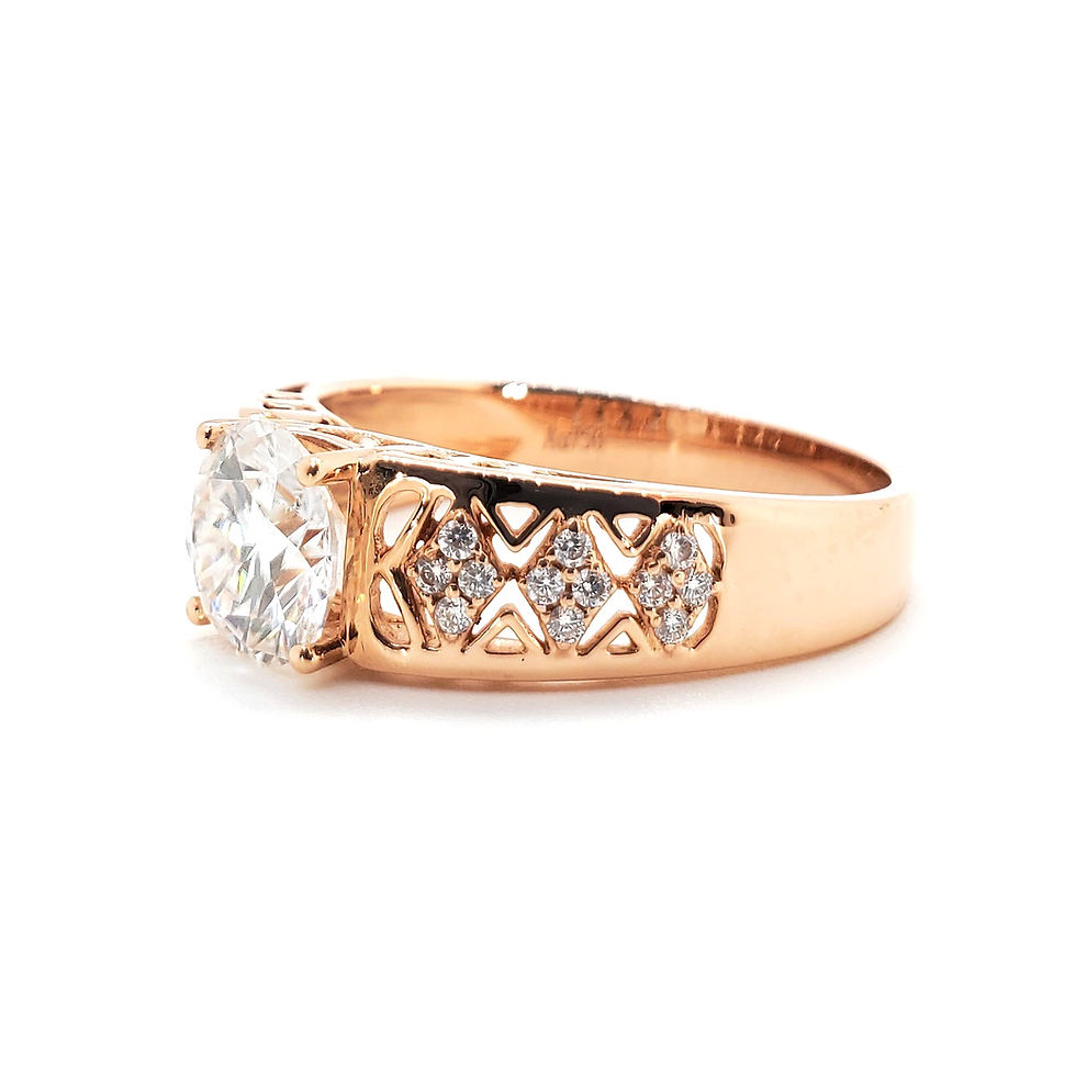 縮圖：18K玫瑰金圓形培育鑽石戒指 | 古典雍雅