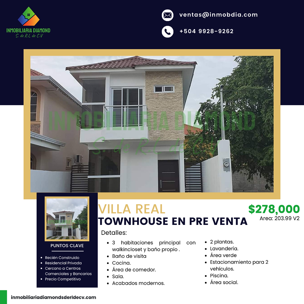 San Pedro Sula, Townhouse en Venta, Res. Villa Real, Sector Mackey