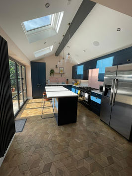 Kitchen extension with reclaimed wooden flooring