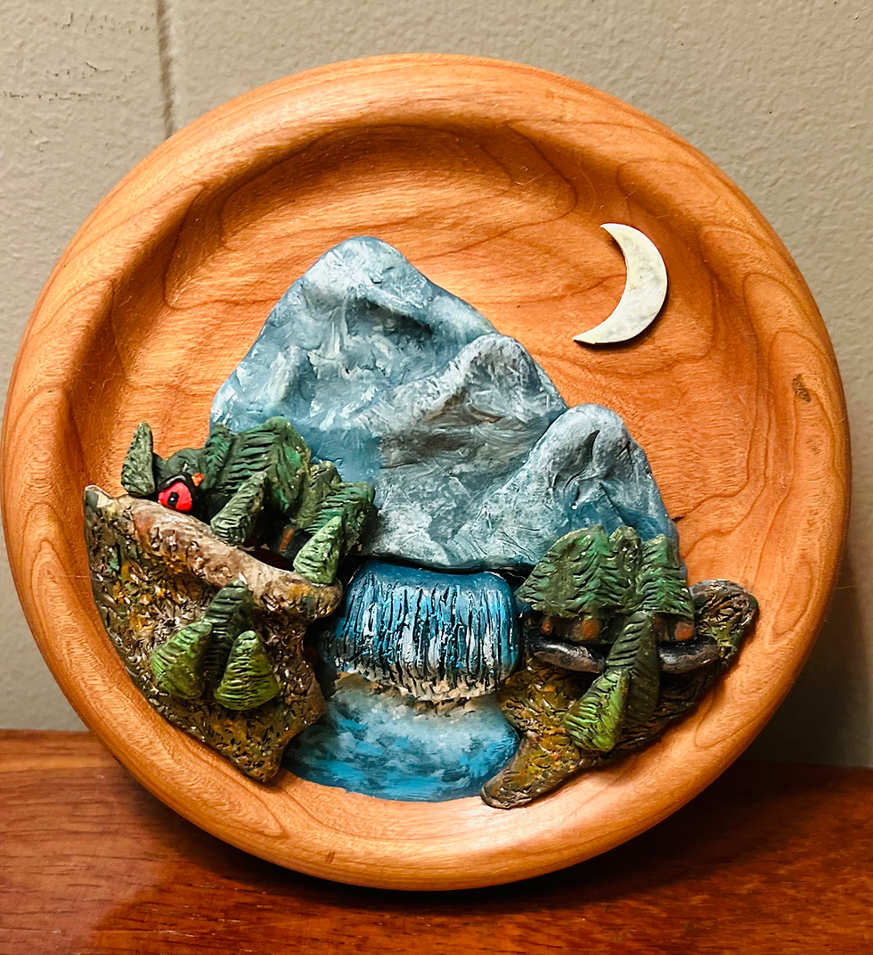 Thumbnail: Anni and John - Mountain River Scene Wood and Clay Diorama 