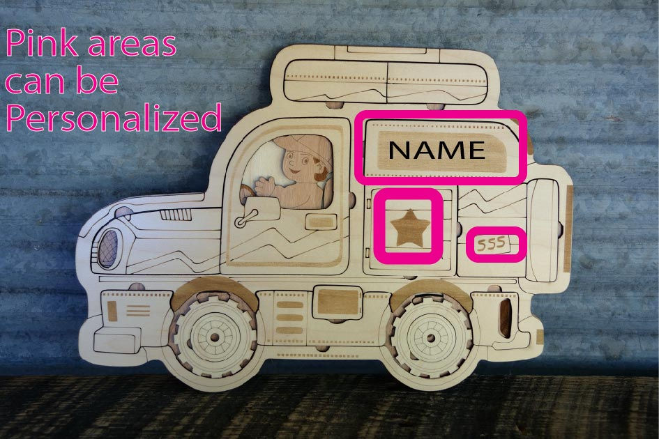 Thumbnail: multi layered car puzzle can be personalized at no cost