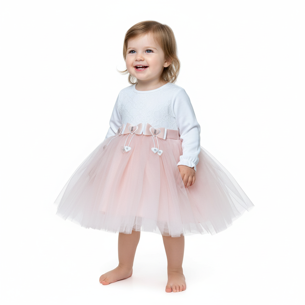 Kız Çocuk Pembe Tüllü Elbise