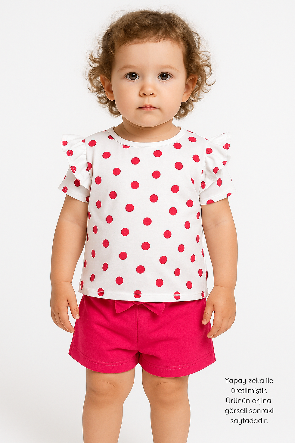 Pembe Puantiyeli Kız Çocuk Takım