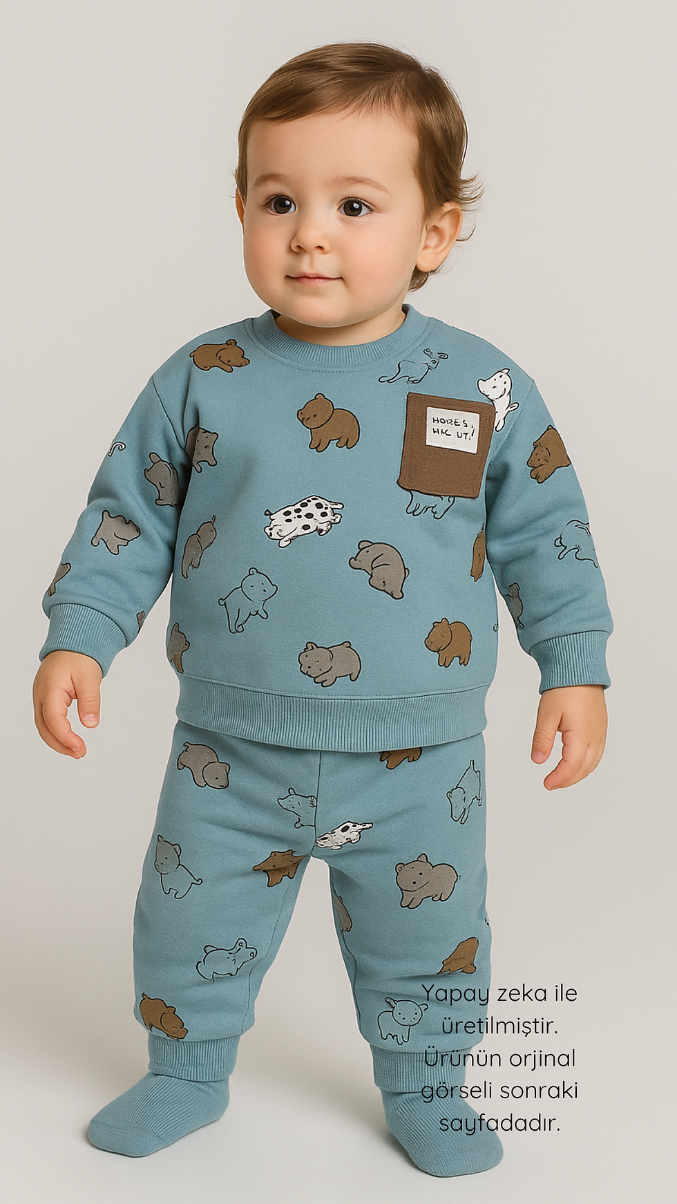 Ayıcık Desenli İkili Takım