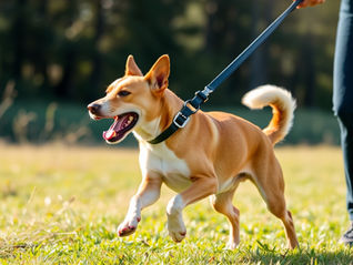 A dog pulling on leash surrey