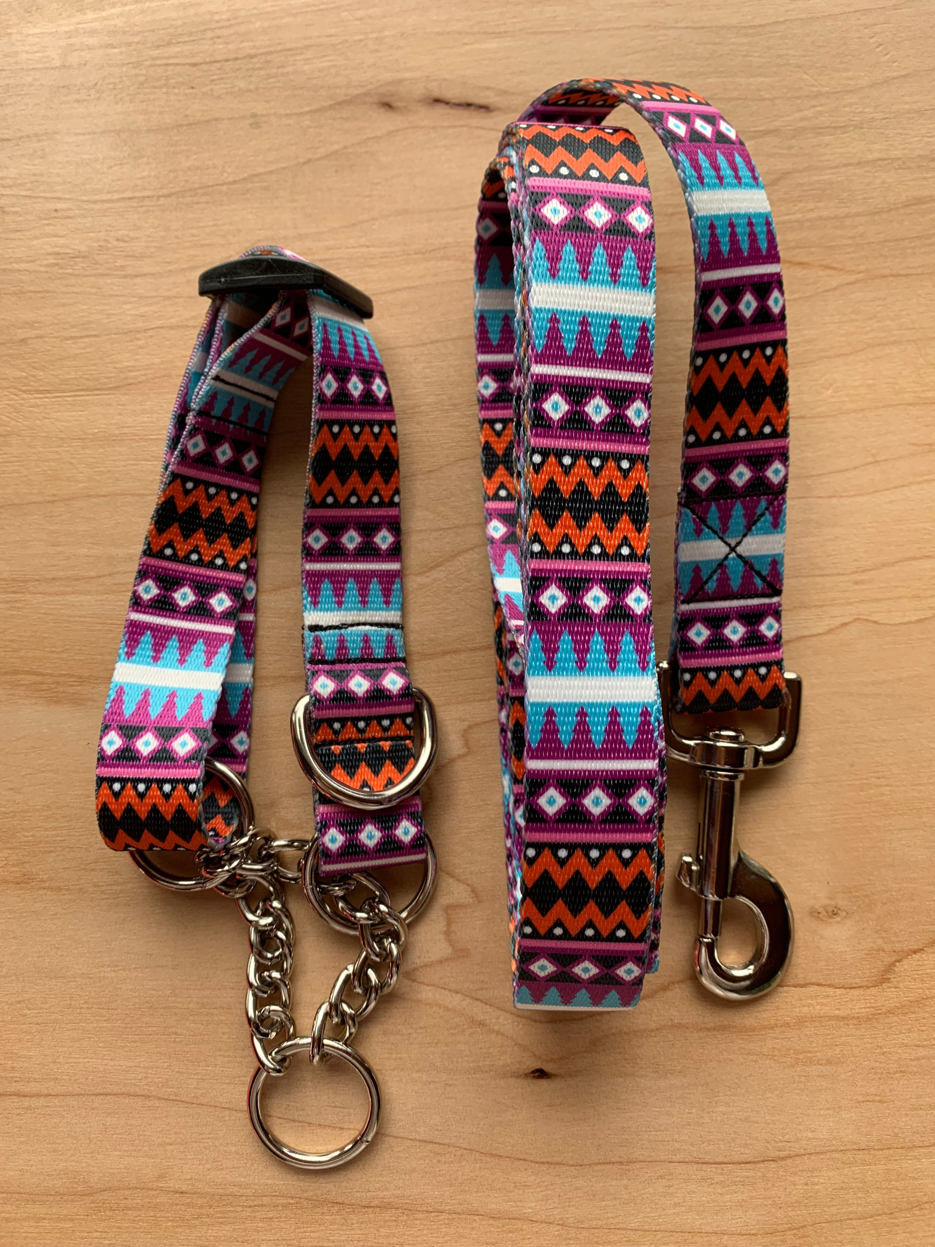 Purple Groovy Dog Collar & Leash