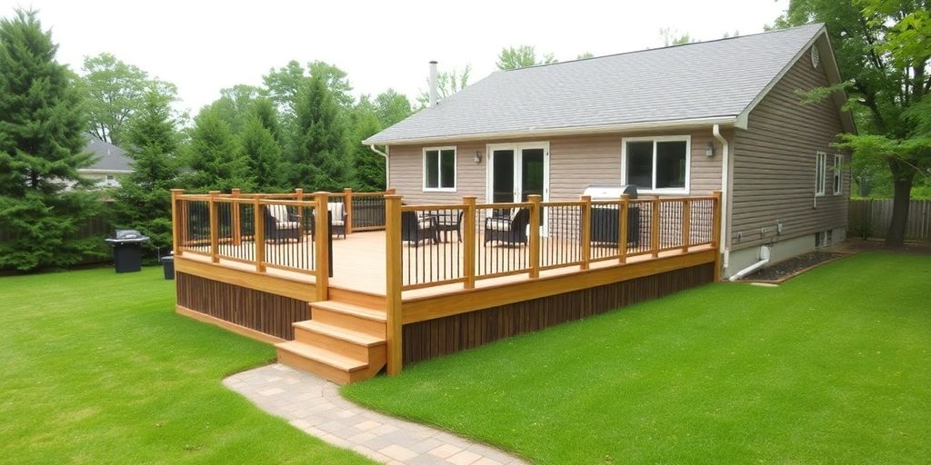 Raised residential deck serving a Fairfax County Virginia home