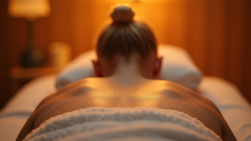 Close-up view of a Ceragem thermal massage bed with glowing heating elements