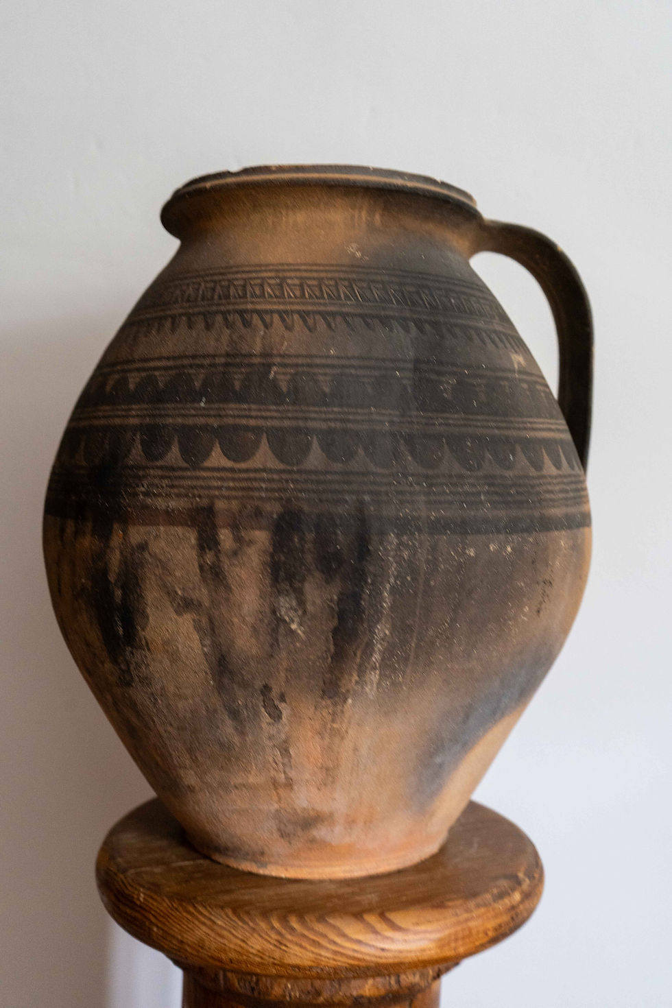Thumbnail: Decorative Single Handle Earthenware Vessel