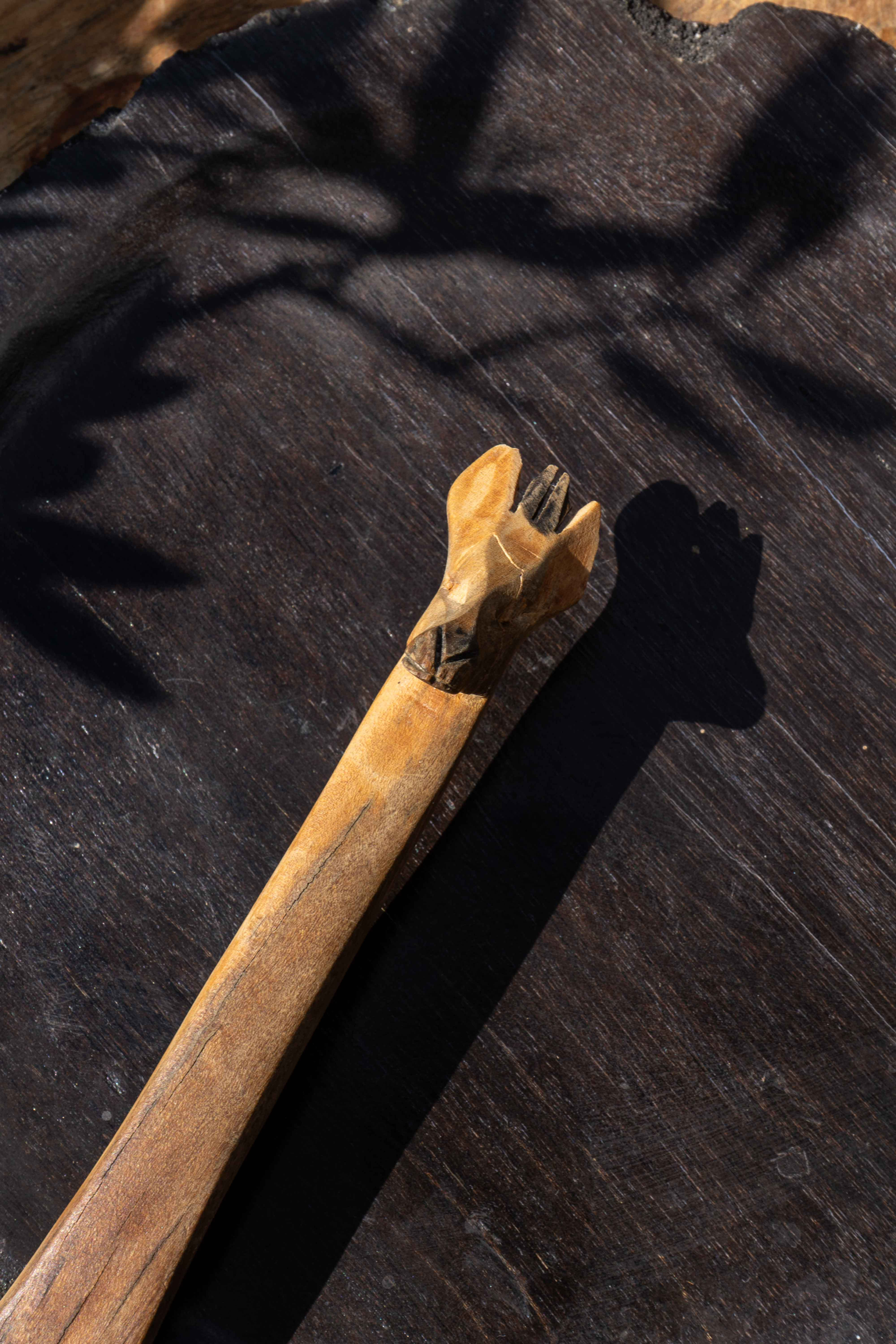 Hand-Carved Wooden Spoon with Giraffe Handle