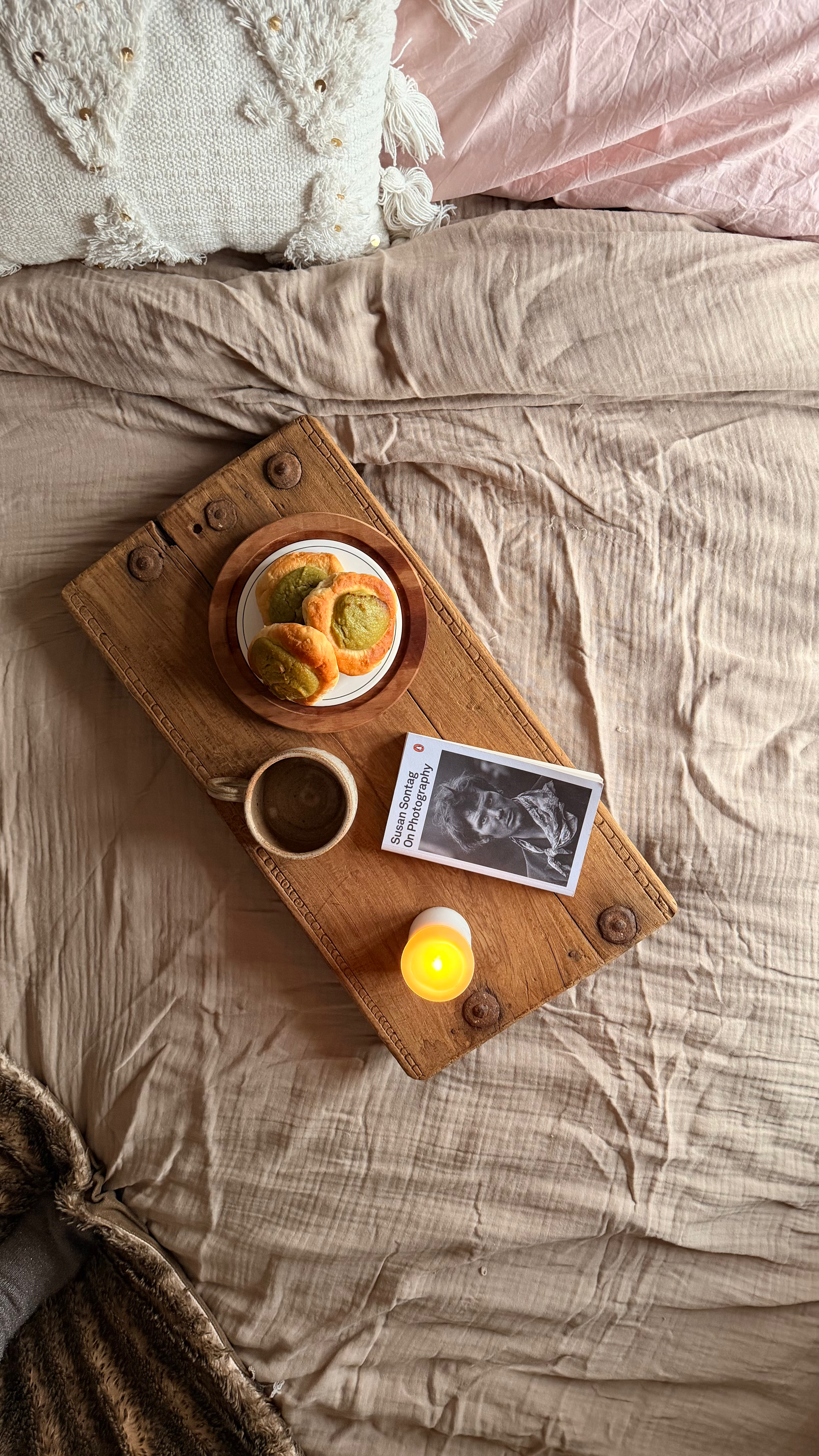 Hand-Carved Rustic Wooden Low Table / South Asian Origin