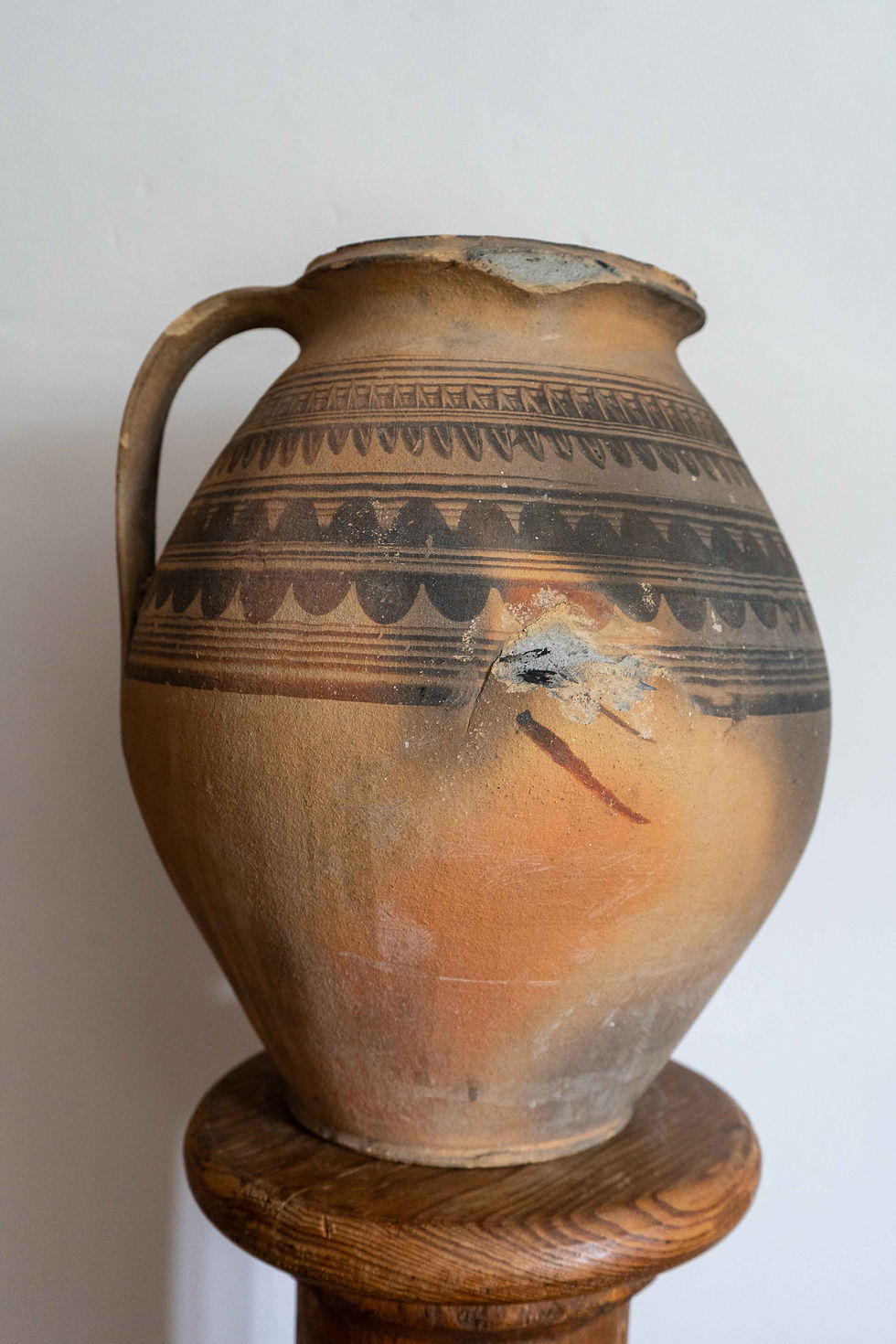 Thumbnail: Decorative Single Handle Earthenware Vessel