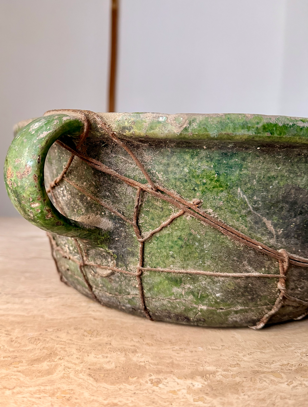 Thumbnail: Large Green-Glazed Hungarian Earthenware Pot