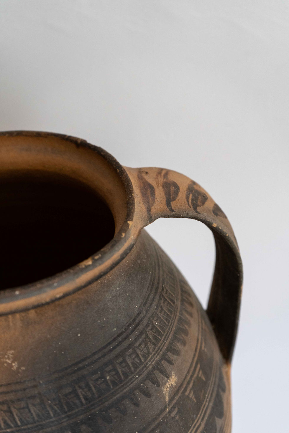 Thumbnail: Decorative Single Handle Earthenware Vessel