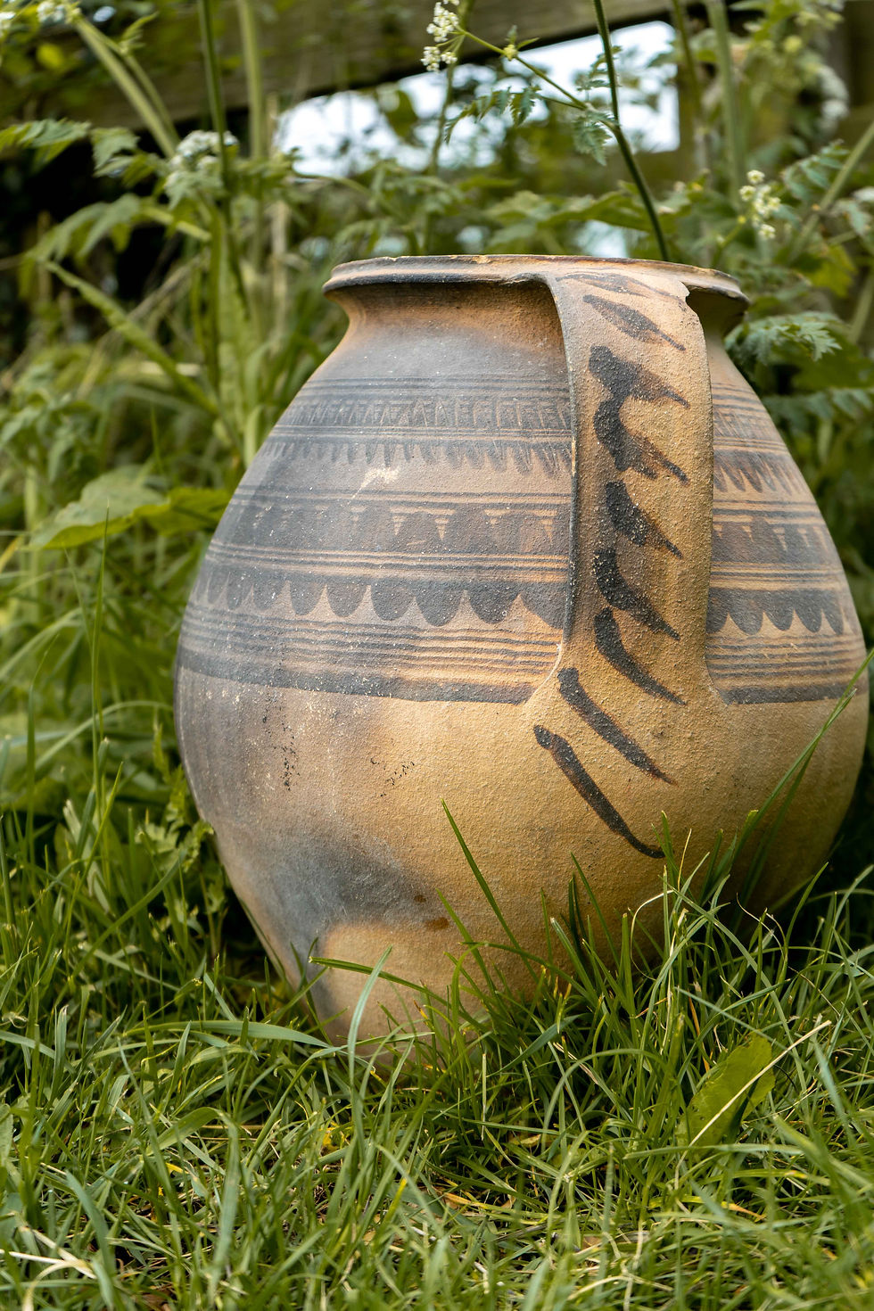 Thumbnail: Decorative Single Handle Earthenware Vessel