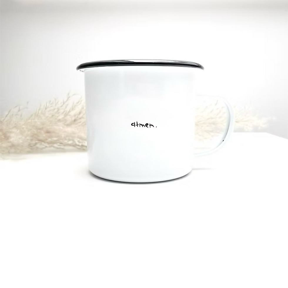atmen. I emaille tasse graviert
