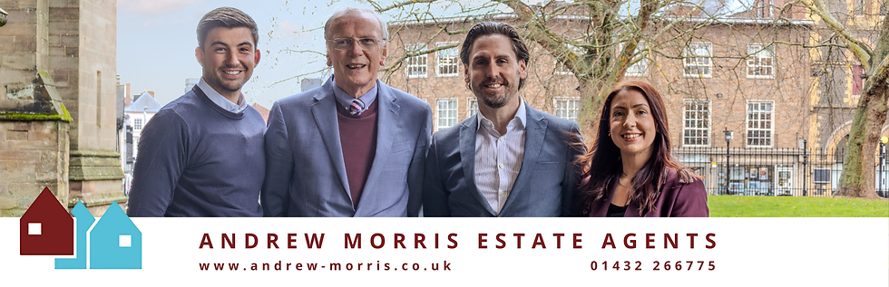 Closing banner showing the four agents from Andrew Morris Estate Agents and the contact details