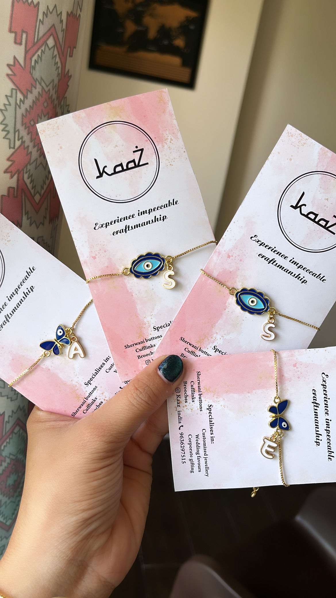 Evil eye rakhi with custom initial 