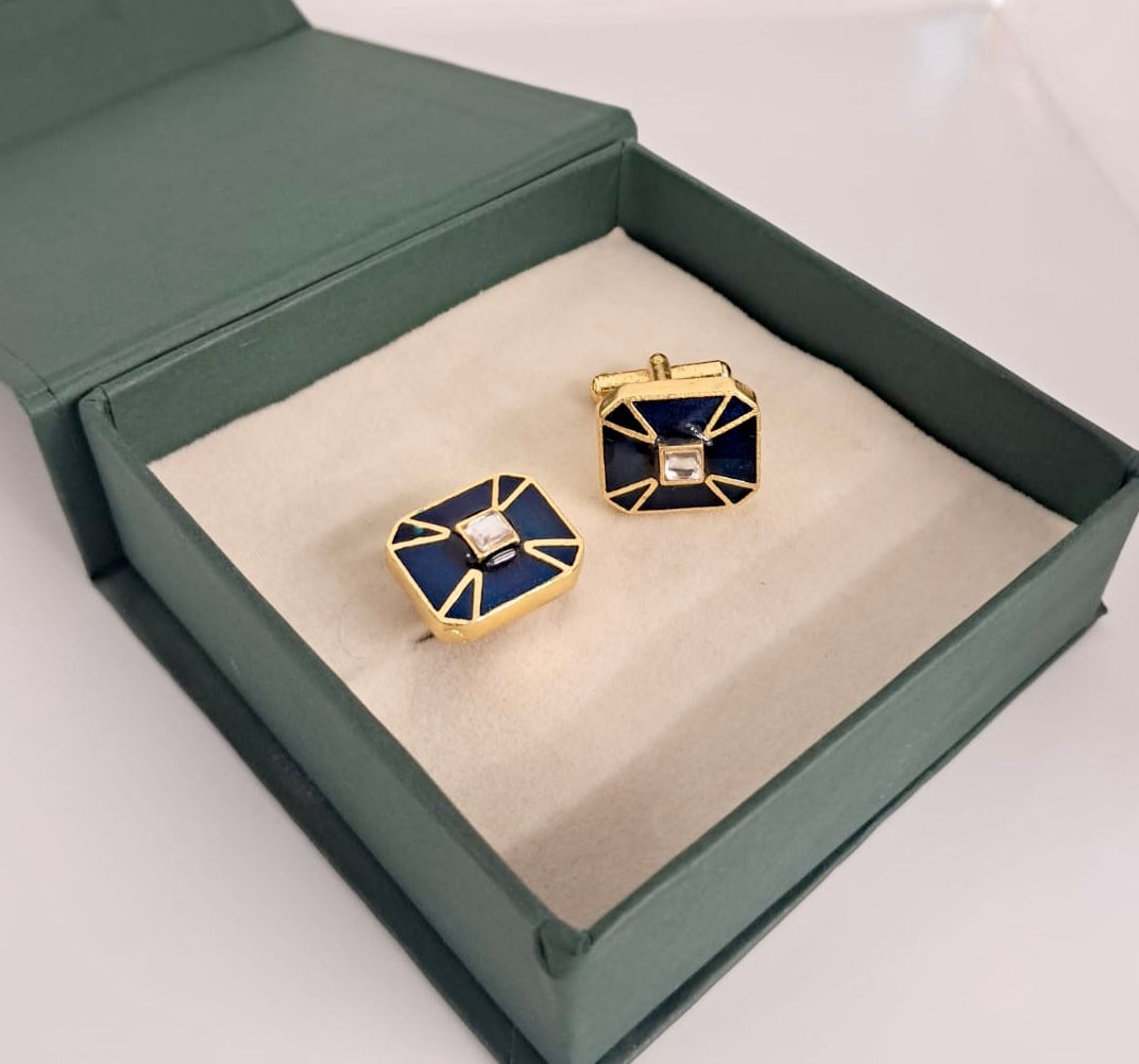 Midnight Geometry Stone Cufflinks