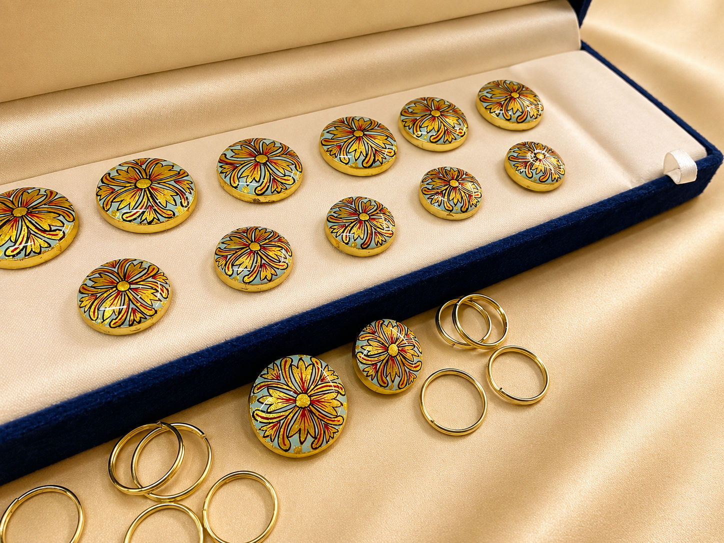 Sunehri Gulnaar Handpainted Button set
