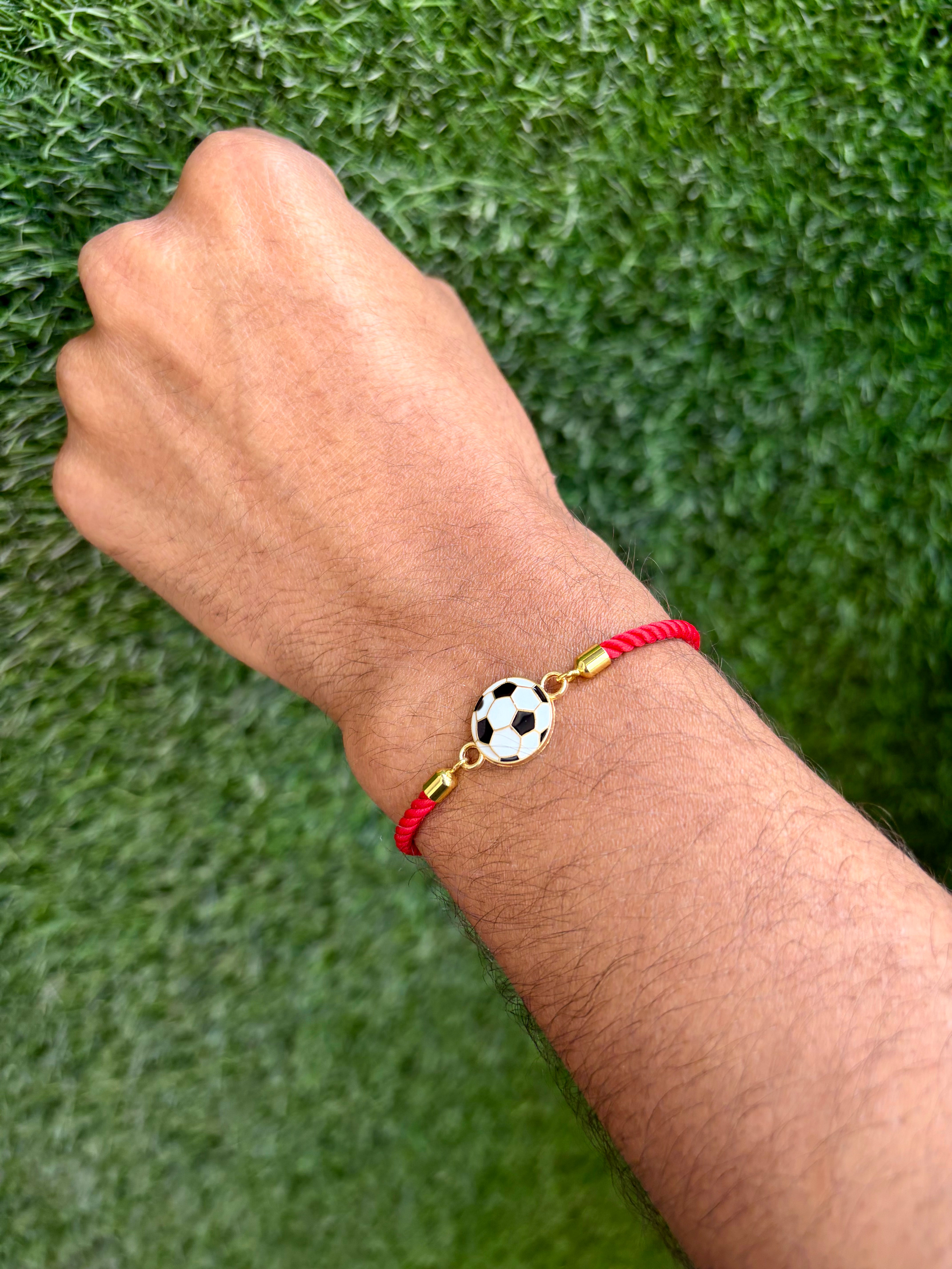 Red cord football bracelet 