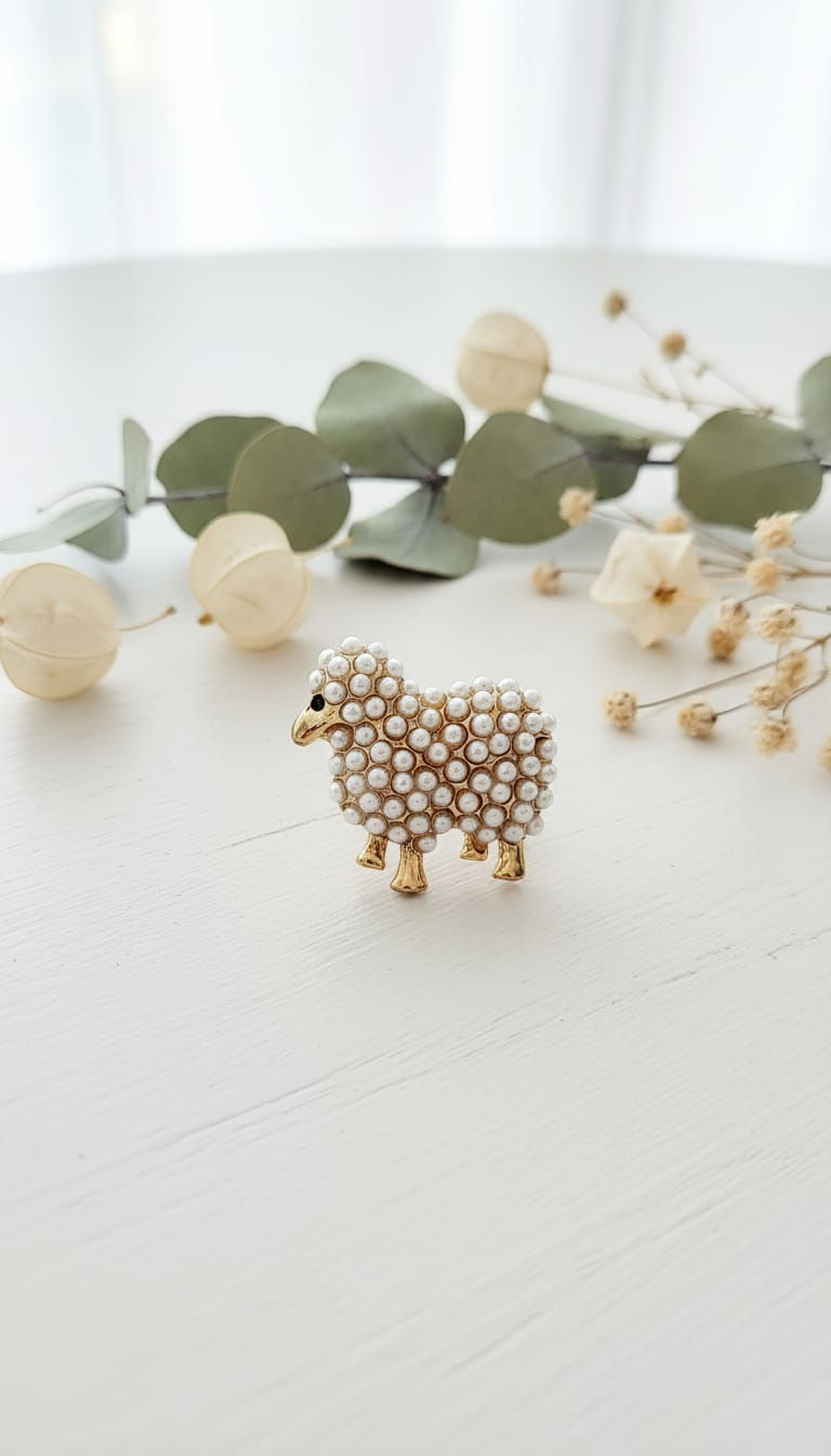 Thumbnail: Pearl Sheep Brooch 