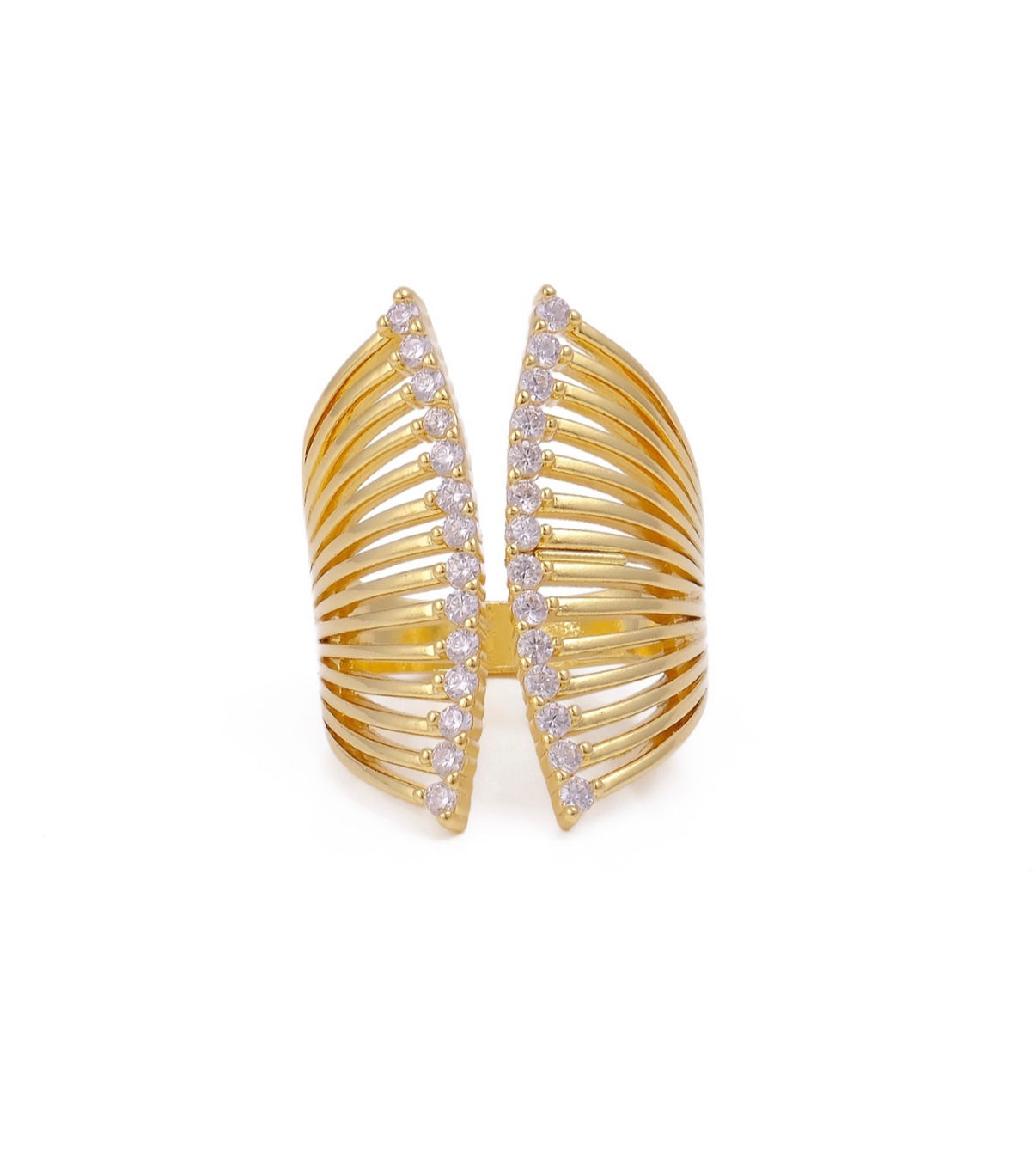 Golden Radiance Crystal Cuff Ring