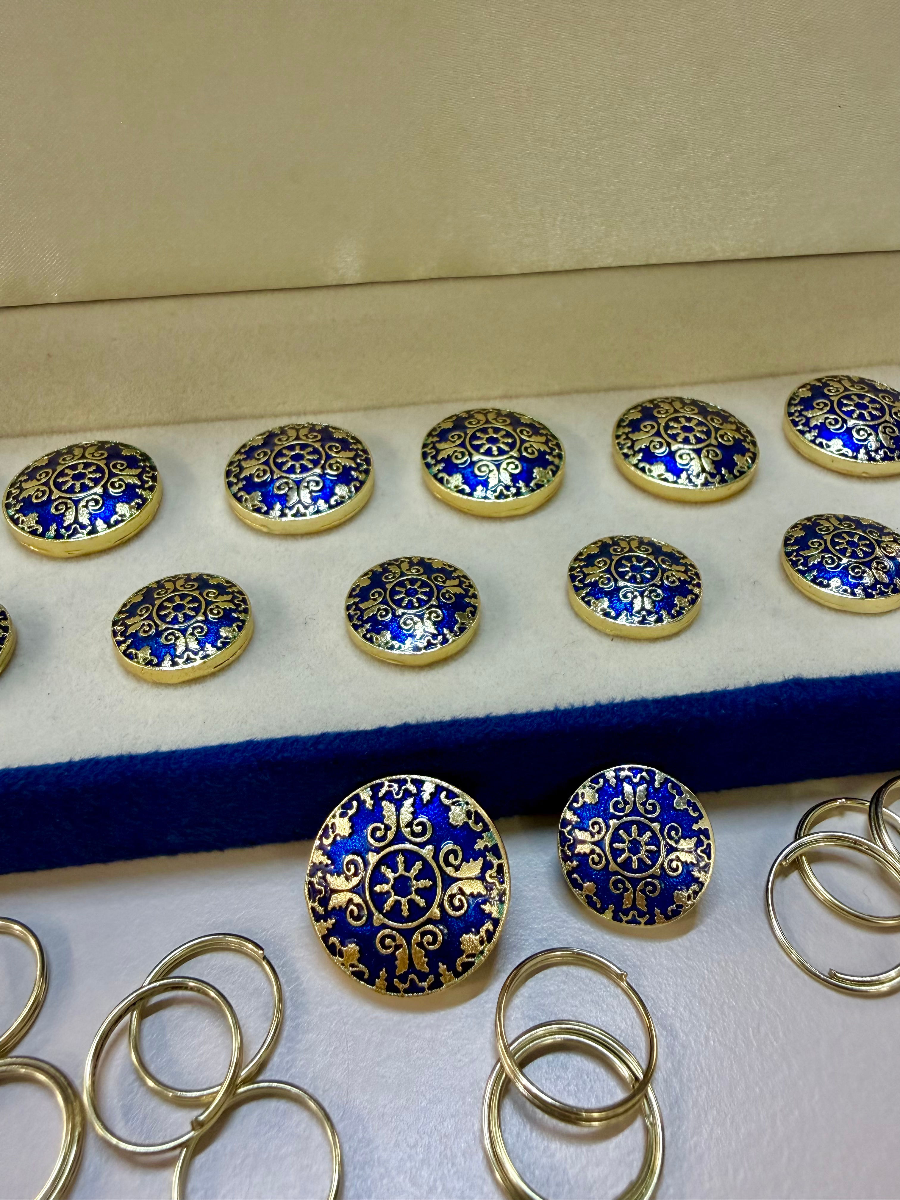Blue Mughal button set