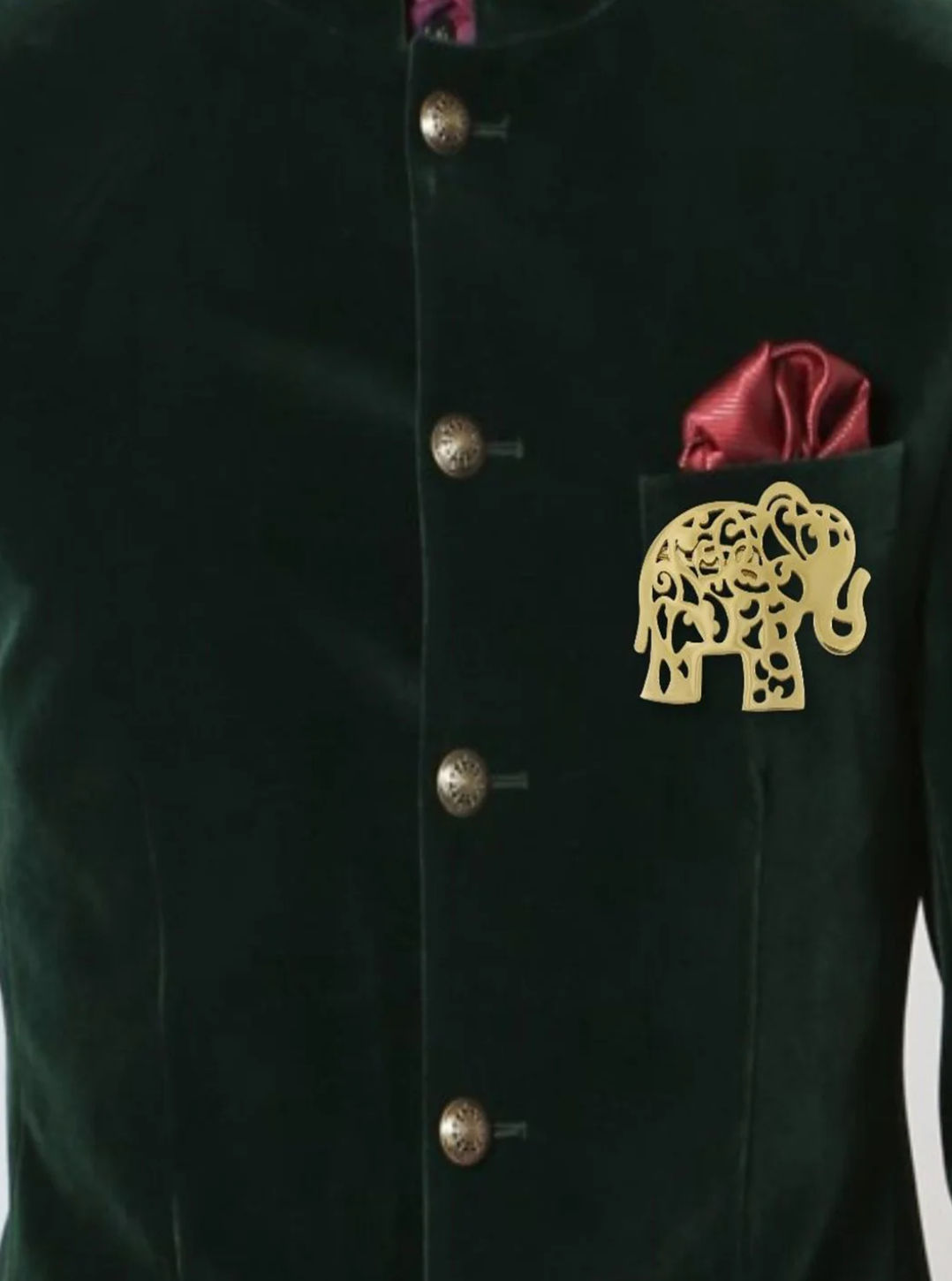 Golden Filigree Elephant Brooch