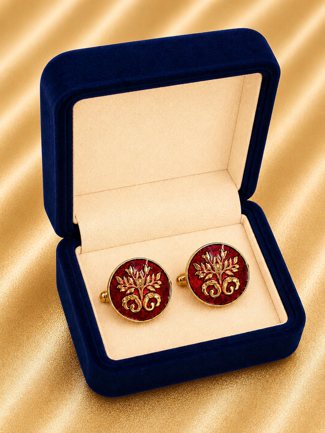 Regal Crimson Crest Cufflink